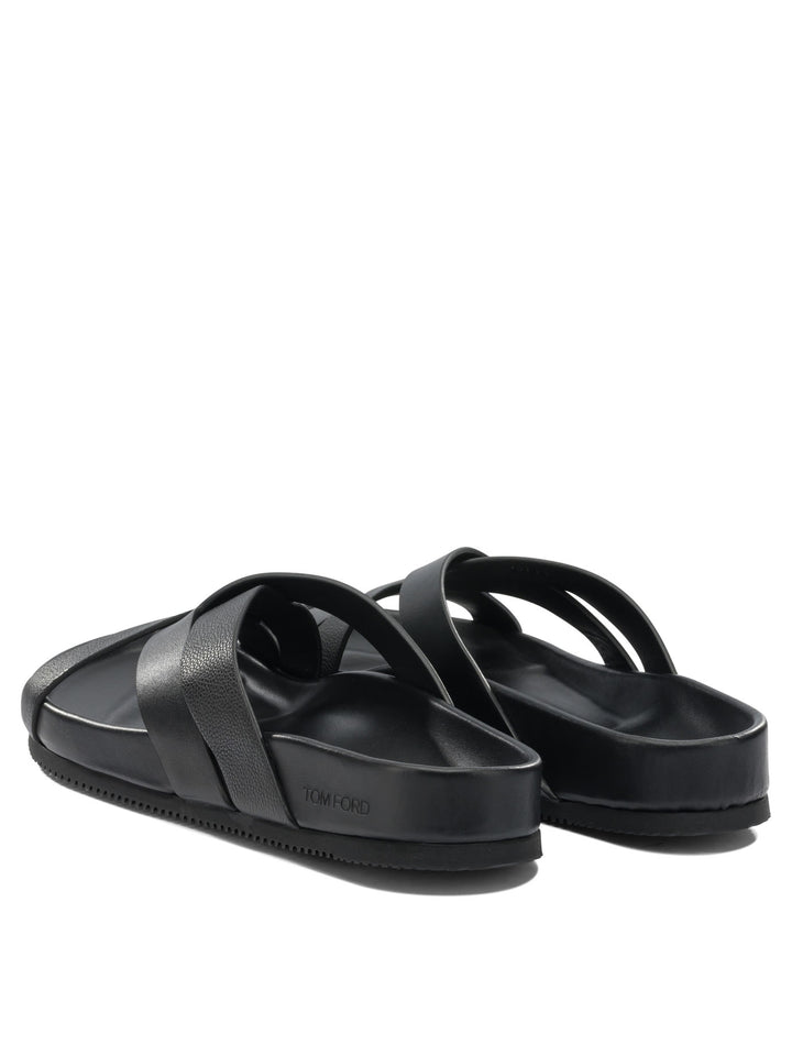 Tom Ford Braided Leather Slides Sandali - Nero | e47a8c28e6330a26dff48bfa2ea69c7e057dce9b