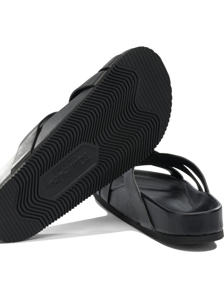Tom Ford Braided Leather Slides Sandali - Nero | 0ab1893e101eb1b36692f44fdcd60c33991204b8