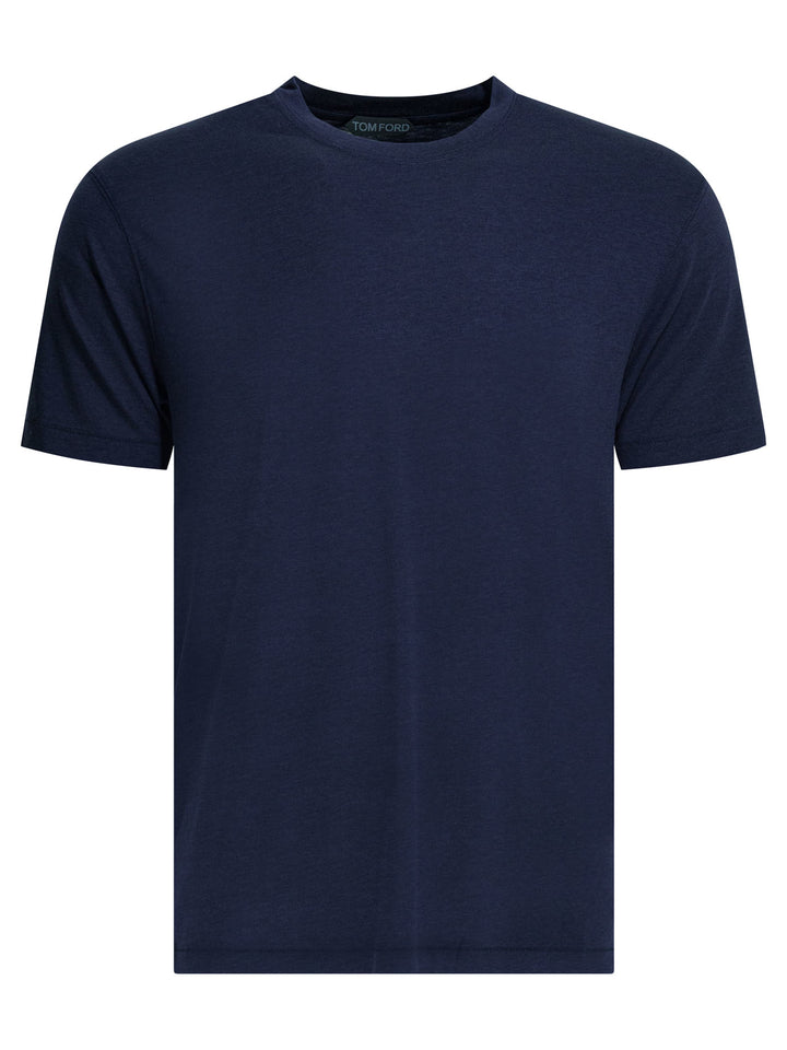 Tom Ford Lyocell And Cotton T-Shirt T-shirts - Blu | 215e482027be0b08165c2cb0608a72fb4e477048