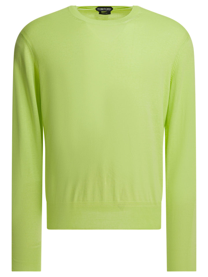Tom Ford Cotton Crewneck Sweater Knitwear - Verde | 0a5b4a97a8e2ecc1d157bf32acc17f49b781ce05