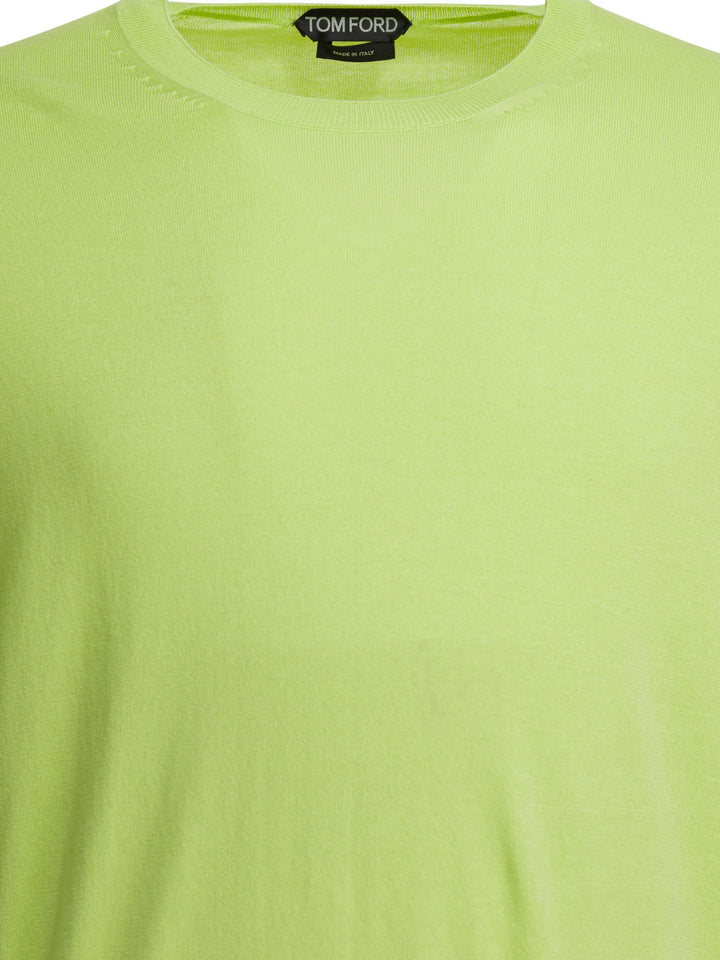 Tom Ford Cotton Crewneck Sweater Knitwear - Verde | ccd85020af2ad266071fcb1f0ac3689f9e94095f