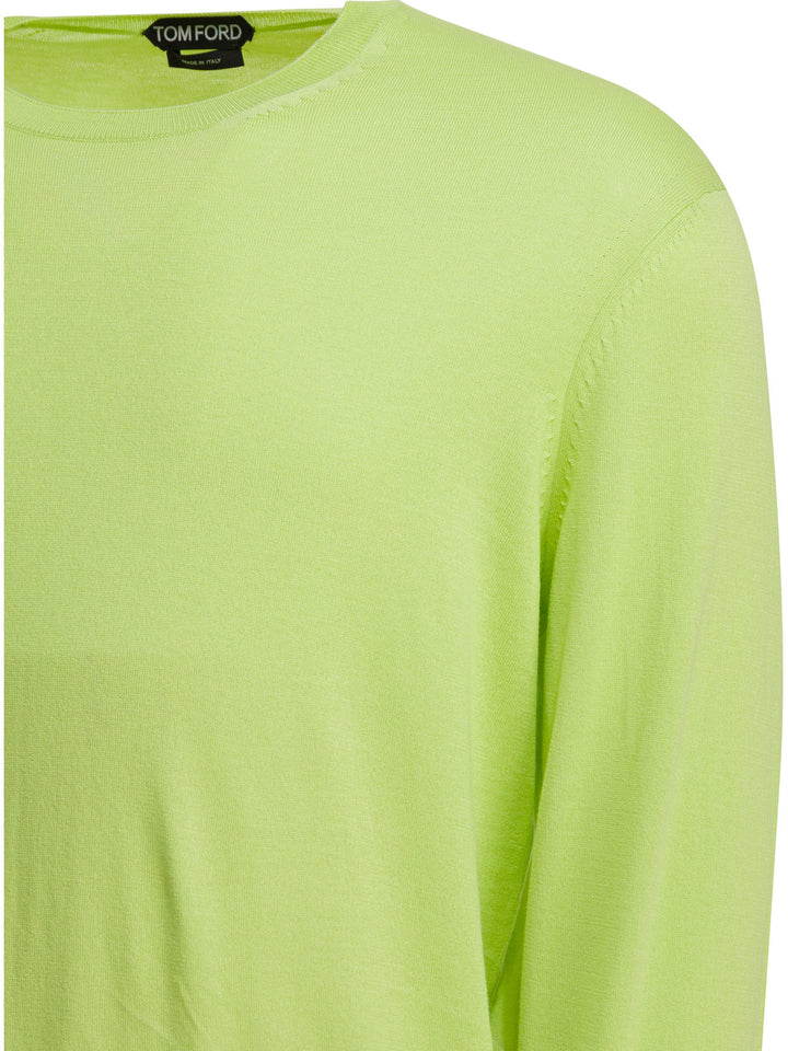 Tom Ford Cotton Crewneck Sweater Knitwear - Verde | 593cb548fa8a77794b20697ae68c21bce5fe2ce1