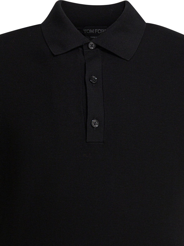 Tom Ford Silk And Cotton Pique Polo Shirt Polo shirts - Nero | ae74e4fb344d59056bca13da96a2137a91fa8b09