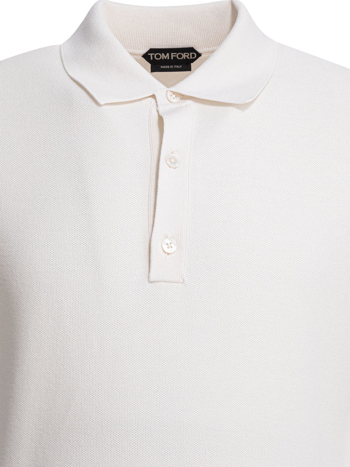 Tom Ford Silk And Cotton Pique Polo Shirt Polo shirts - Bianco | 9d79fca9e54aa2dbfb83bd7372a16529d9653222