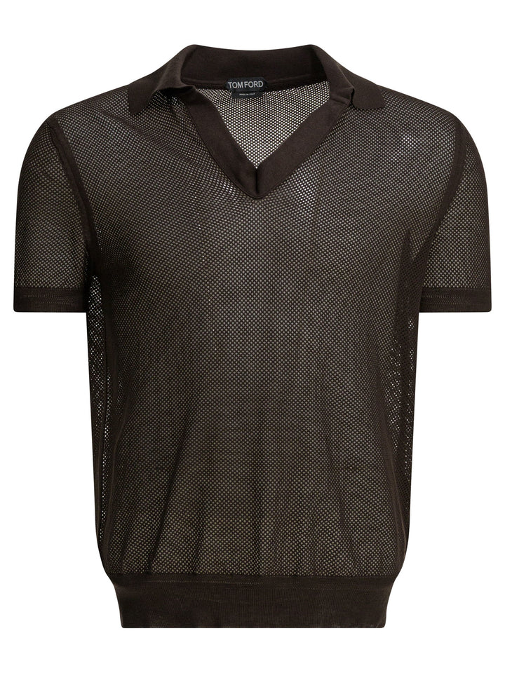 Tom Ford Silk Blend Buttonless Polo Shirt Polo shirts - Marrone | 9f2ffe63a75edcd9a38043fe321a4fcbfc029b17