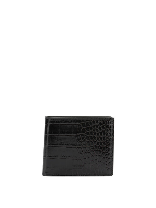 Crocodile-Effect Bi-Fold Wallet Wallets & Card Holders Marrone