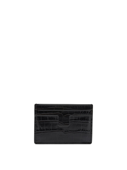 Crocodile Effect Card Holder Wallets & Card Holders Marrone