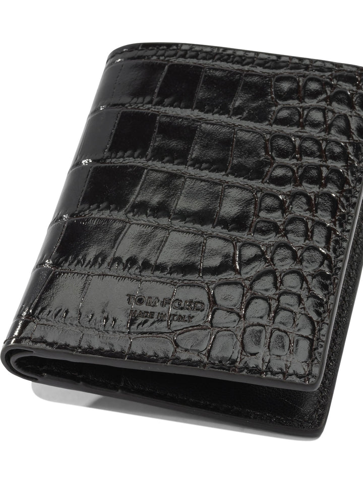 Tom Ford Crocodile-Effect Folding Card Holder Wallets & Card holders - Marrone | 8a752bb96f729fcd1b9145ced6bc2f6152b81f4b