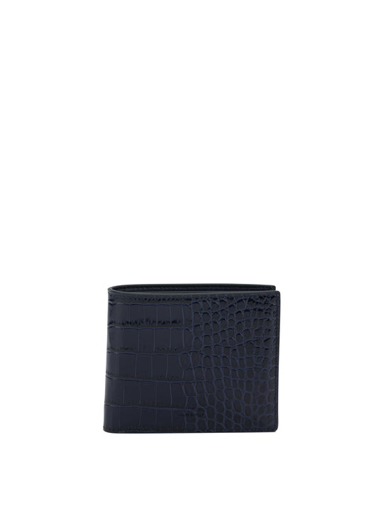 Crocodile Print Leather Wallet Wallets & Card Holders Blu