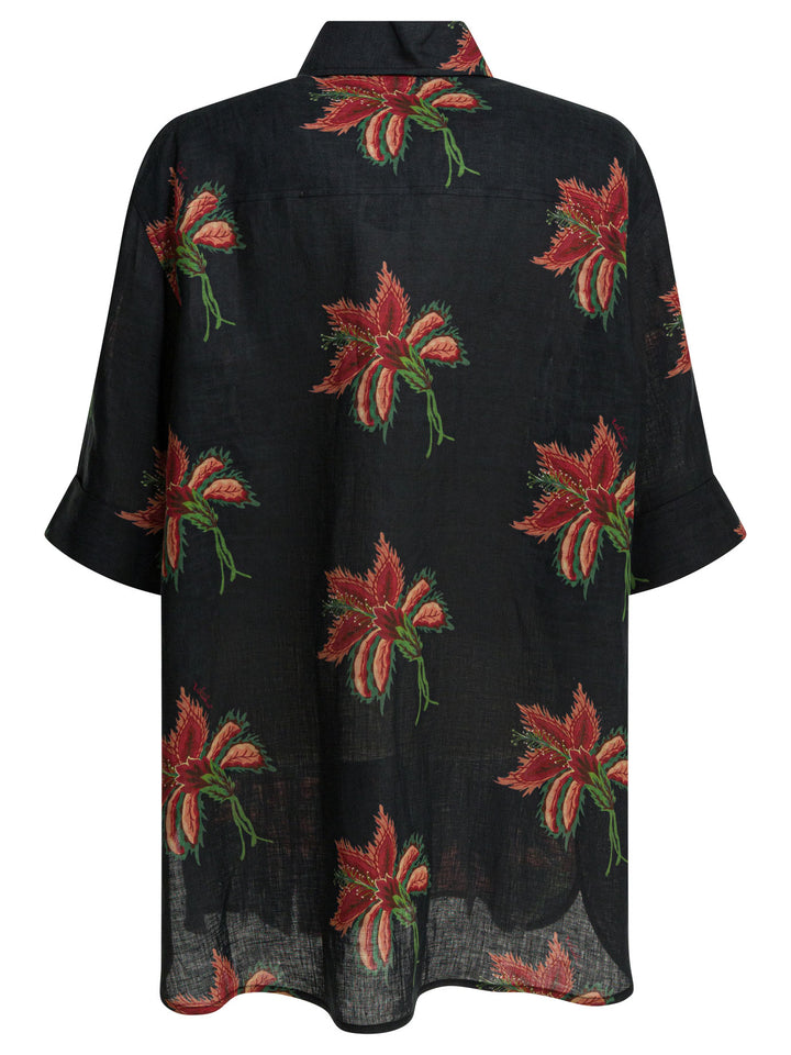 Valentino Linen Floral Shirt Shirts - Nero | 470b060a379dd881b8fbc006d95c1af4deeefef8