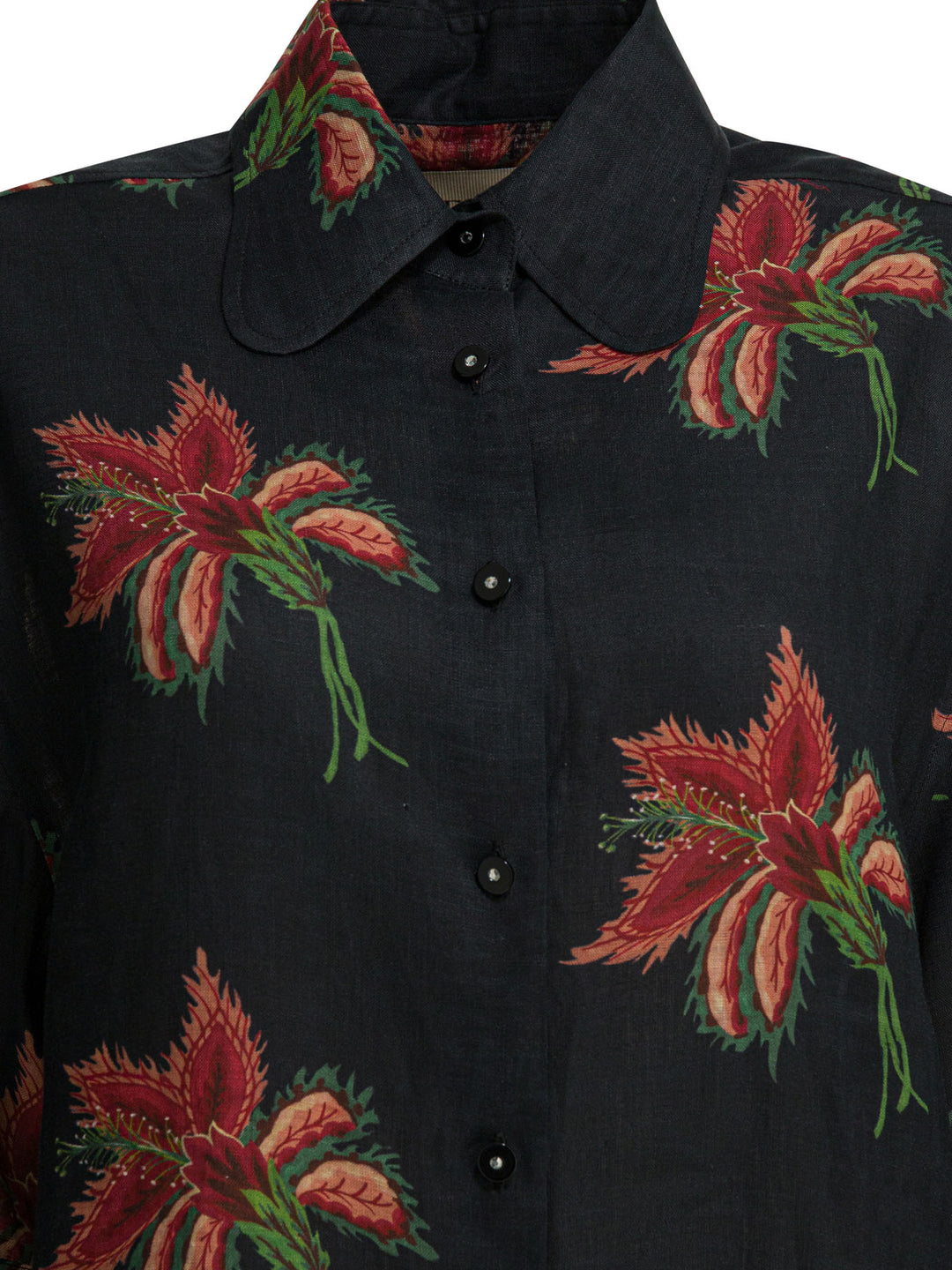 Valentino Linen Floral Shirt Shirts - Nero | fd19afaba8accf9671f34cdeacec1d58d5b7d820