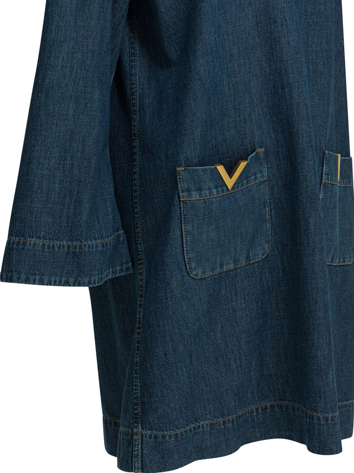 Valentino Short Denim Dress Abiti - Blu | 631726569b403968c65222d4827d8ef4af7978cd