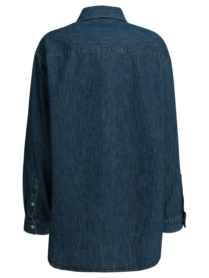 Valentino Denim Shirt With Vlogo Shirts - Blu | 9996c6bd6256f90d4fac3a66fe672e12e7b94a00