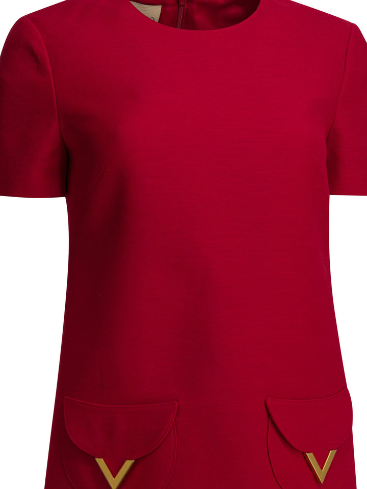 Valentino Wool-Blend Flared Dress Abiti - Rosso | 2911a5f3f9d8b692a65465ed49d66b1de883cae6