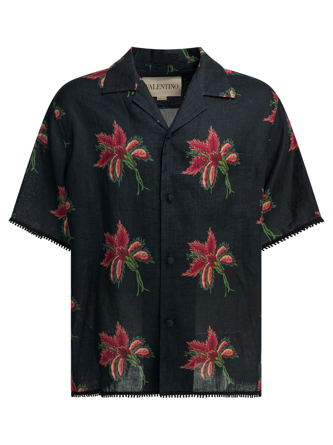 Valentino Papier Floral Shirts - Nero | f96d4ba66d1aae7933b30761196388815b474fc9