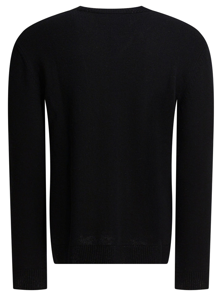 Valentino Wool Sweater With Inlaid V Knitwear - Nero | 8224eef96ee86743199031330e7c58918594b5c4