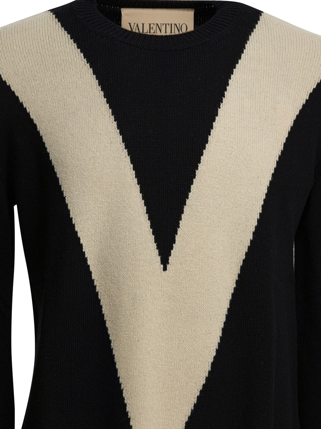 Valentino Wool Sweater With Inlaid V Knitwear - Nero | 2ae4a8cd8ac81b29e79f95ce9eb53f116b9e6521