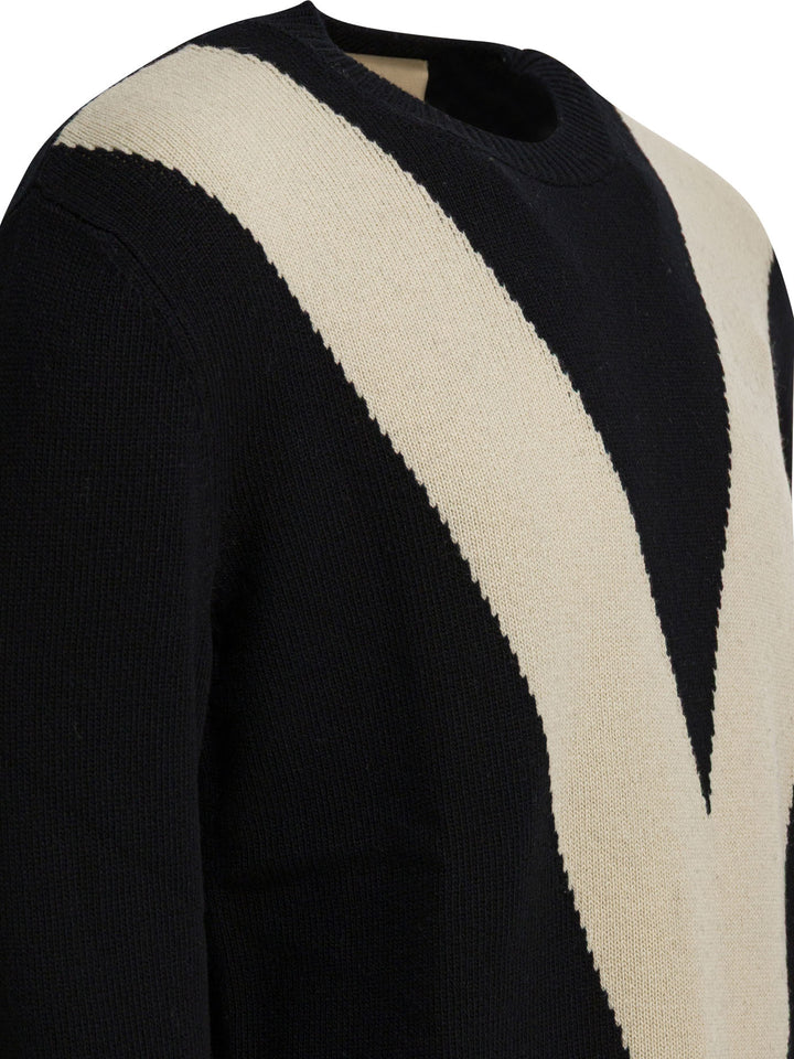 Valentino Wool Sweater With Inlaid V Knitwear - Nero | 09c8763d9c3e73070d9be6a766f0dc7f8d33c214