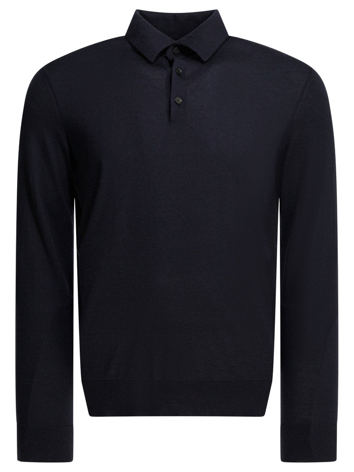 Zegna Cashmere Polo Sweater Knitwear - Blu | 1558978b12096685f64a8df7ccb585c860493087
