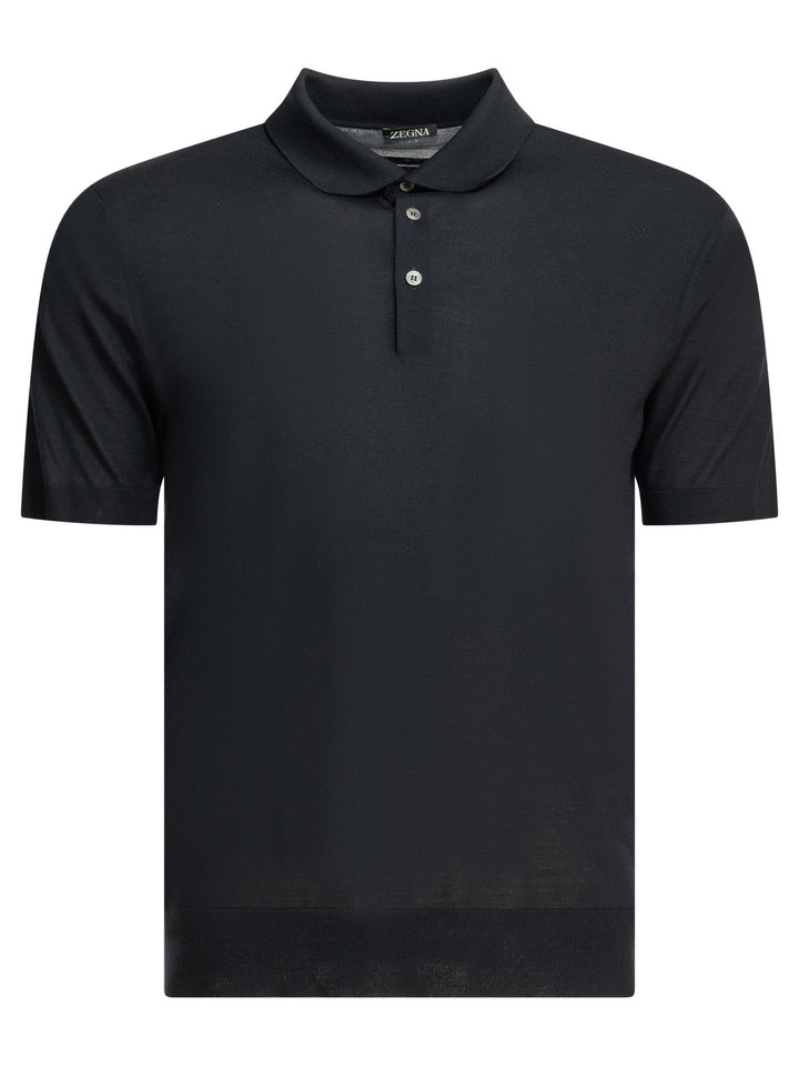 Zegna Wool Button-Down Polo Shirt Polo shirts - Blu | 377277441514a9a2f30cc3dcf1a7db972a153ab3