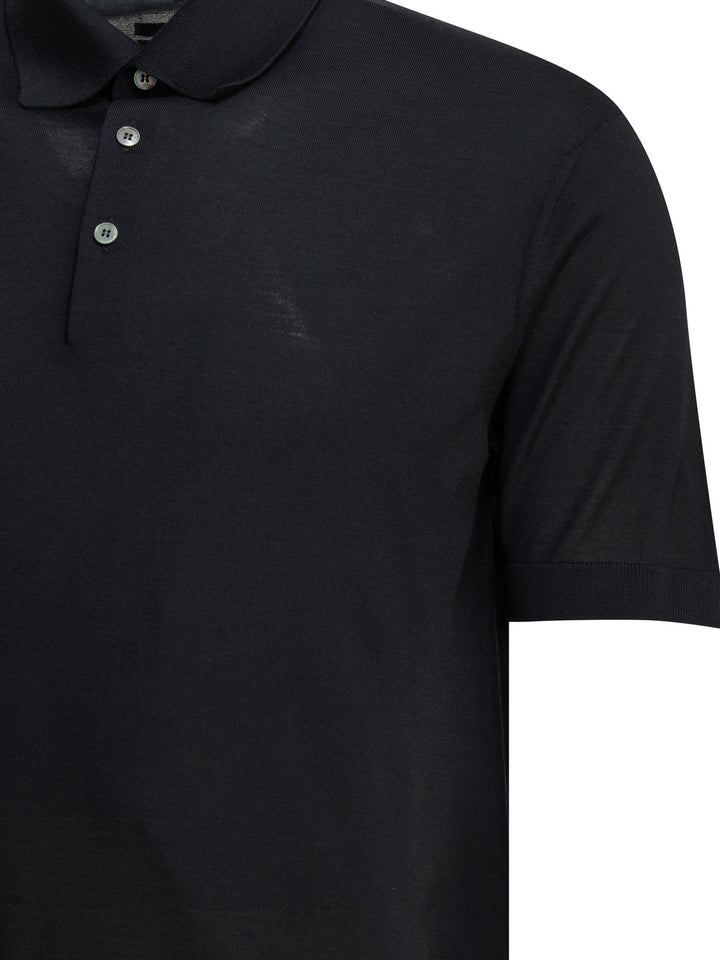 Zegna Wool Button-Down Polo Shirt Polo shirts - Blu | 2628151d10e4a935ac846da854a80b65fac49bcc