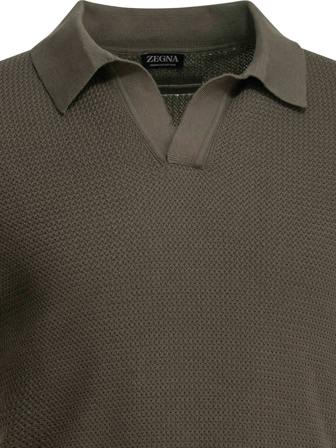 Zegna Cotton Buttonless Polo Shirt Polo shirts - Verde | 75da9f7092f02d0f78b078743bcc8213d02a349f