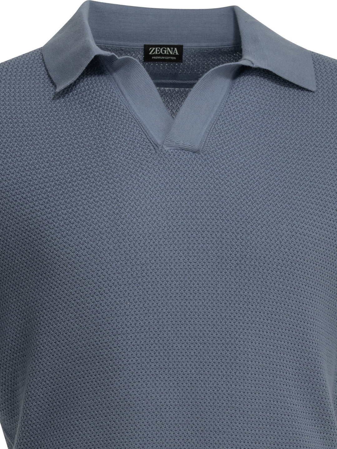 Zegna Cotton Buttonless Polo Shirt Polo shirts - Light blue | a46abe2b9c8b43138c7432c4f16a2867b6f919a9