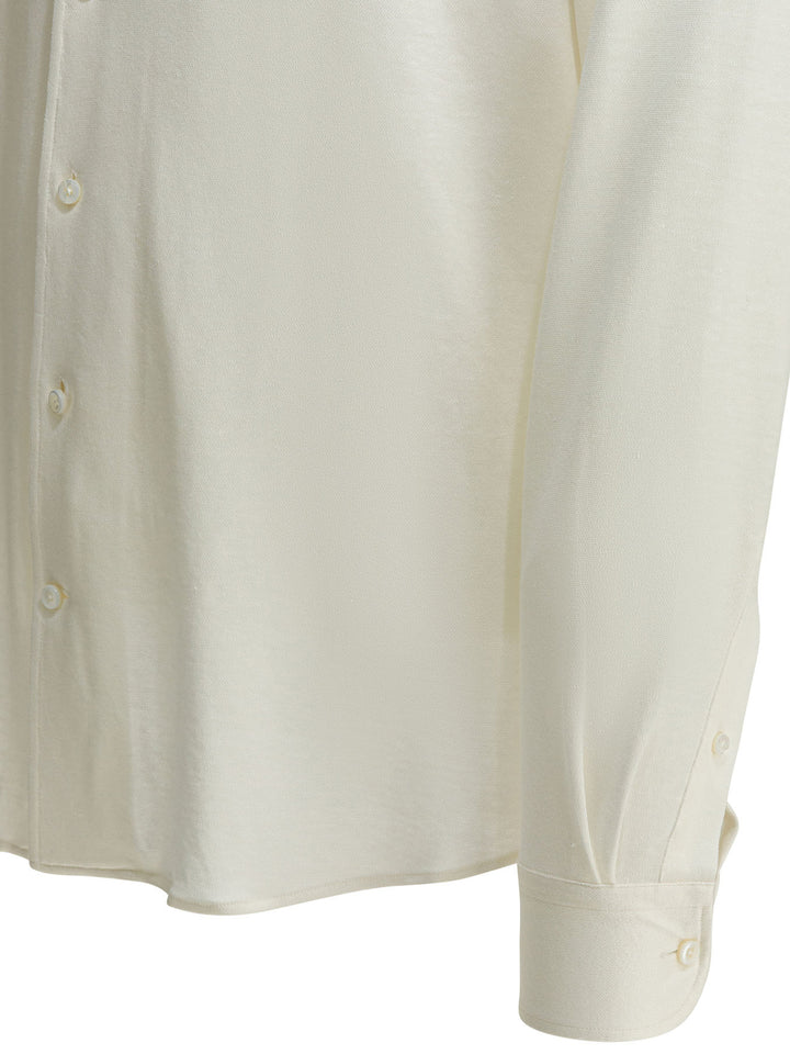 Zegna Casual Silk Shirt Shirts - Bianco | 3b47870012fa4c07e6886e821fd033fd7e31e3e0