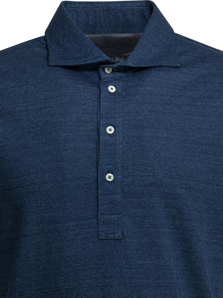 Brunello Cucinelli Linen And Cotton Button-Down Polo Shirt Polo shirts - Blu | 78a333d59e36a0ceea1ed1cb79f04831117b6089