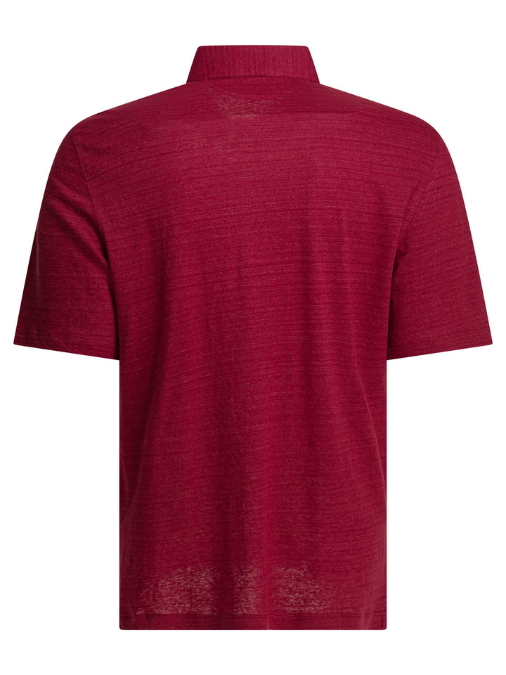 Brunello Cucinelli Linen And Cotton Button-Down Polo Shirt Polo shirts - Rosso | 31ddd51483e81709351665e41281cc9ed639dd16