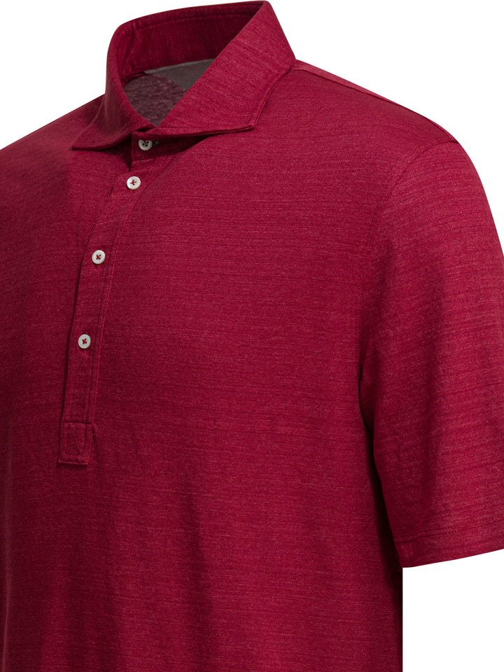 Brunello Cucinelli Linen And Cotton Button-Down Polo Shirt Polo shirts - Rosso | 6e2909dd8a07466f39cea1240c3282183947ce95