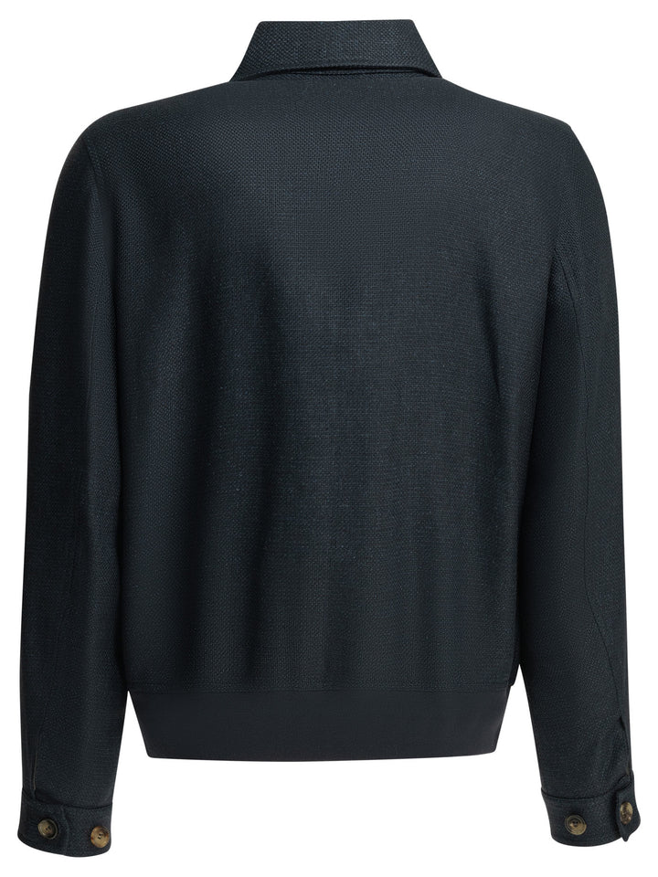 Brunello Cucinelli Lightweight Jacket Made Of A Silk-Linen Blend Jackets and Coats - Blu | 60eee137e01eec0d1992a4dd40672e6a99308dd9