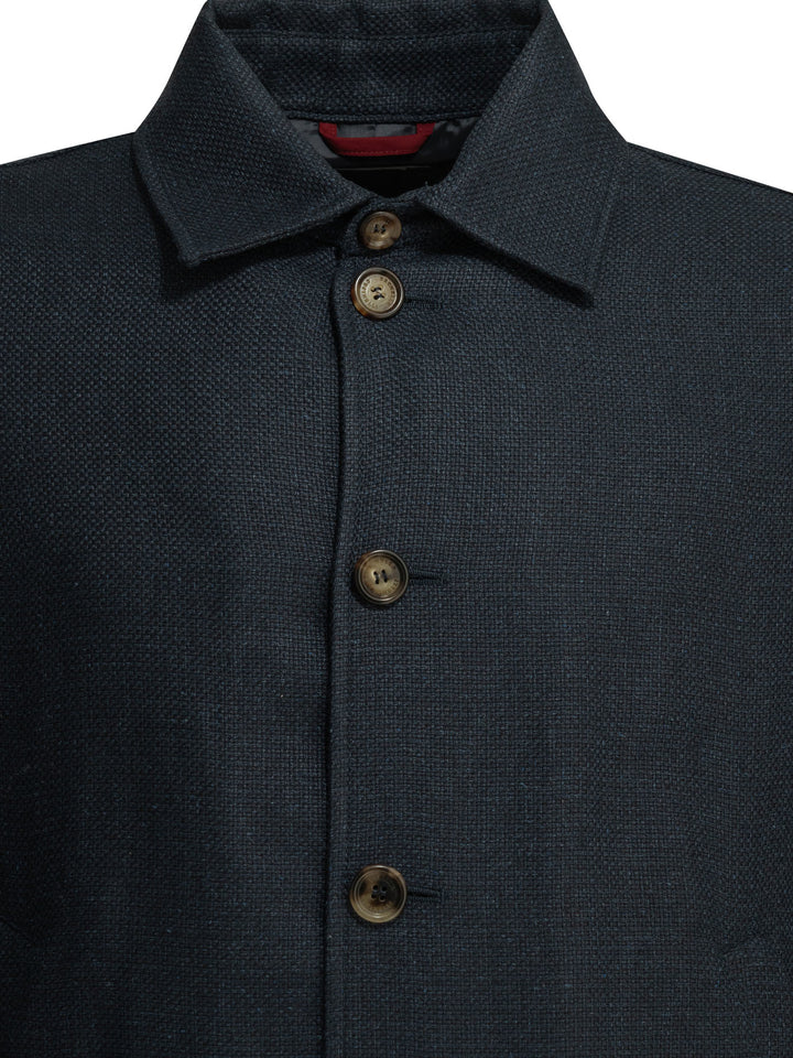 Brunello Cucinelli Lightweight Jacket Made Of A Silk-Linen Blend Jackets and Coats - Blu | 311ab8217f1683ed58fd2f540b9a972b3c895a5f