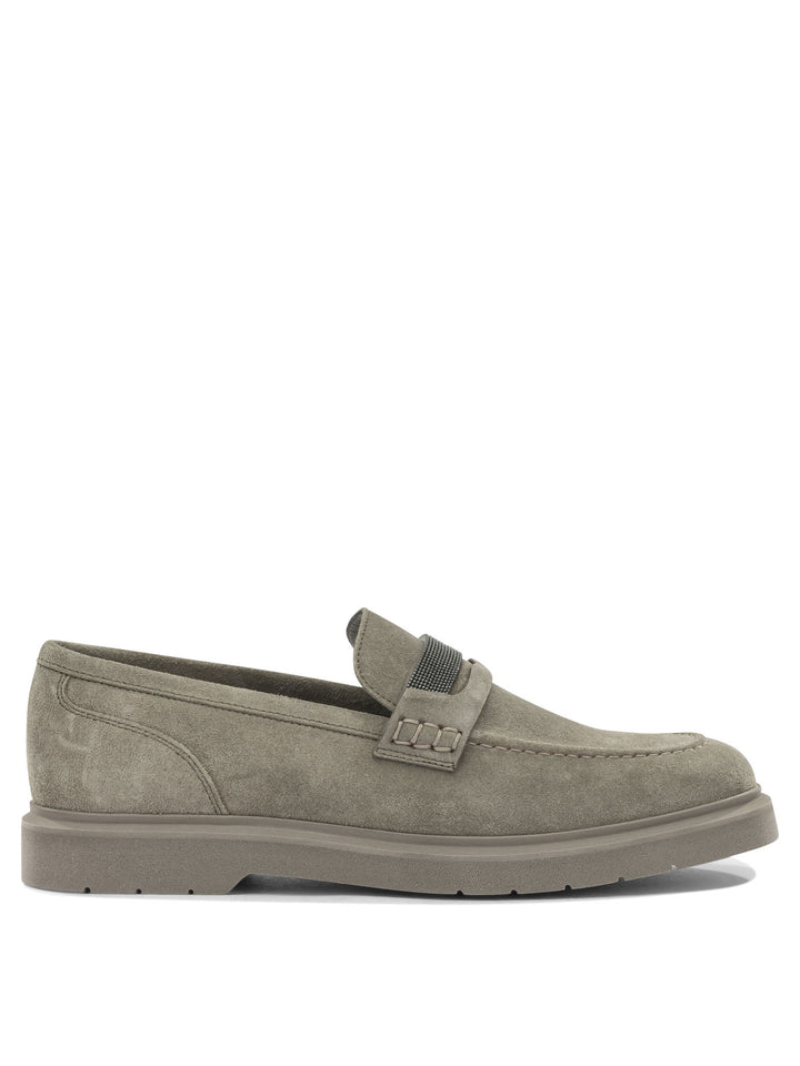 Brunello Cucinelli Suede Loafers With Charm Loafers & Slippers - Beige | c73c12f7602b77dda7c4e0b73407573911711279
