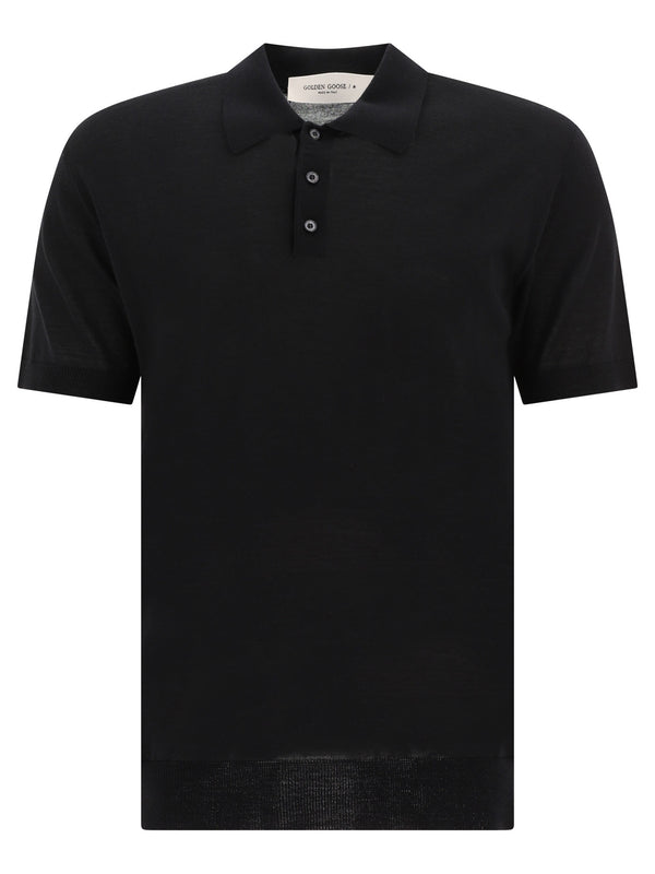 Merino Wool Button-Down Polo Shirt Polo Shirts Nero