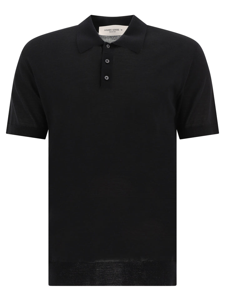 Golden Goose Merino Wool Button-Down Polo Shirt Polo shirts - Nero | 2b7ccd8bececdc216435890c9bdacca361cbf521