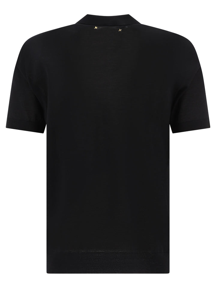 Golden Goose Merino Wool Button-Down Polo Shirt Polo shirts - Nero | b053d92f42f5175163f2812ab284f47ece36edb3
