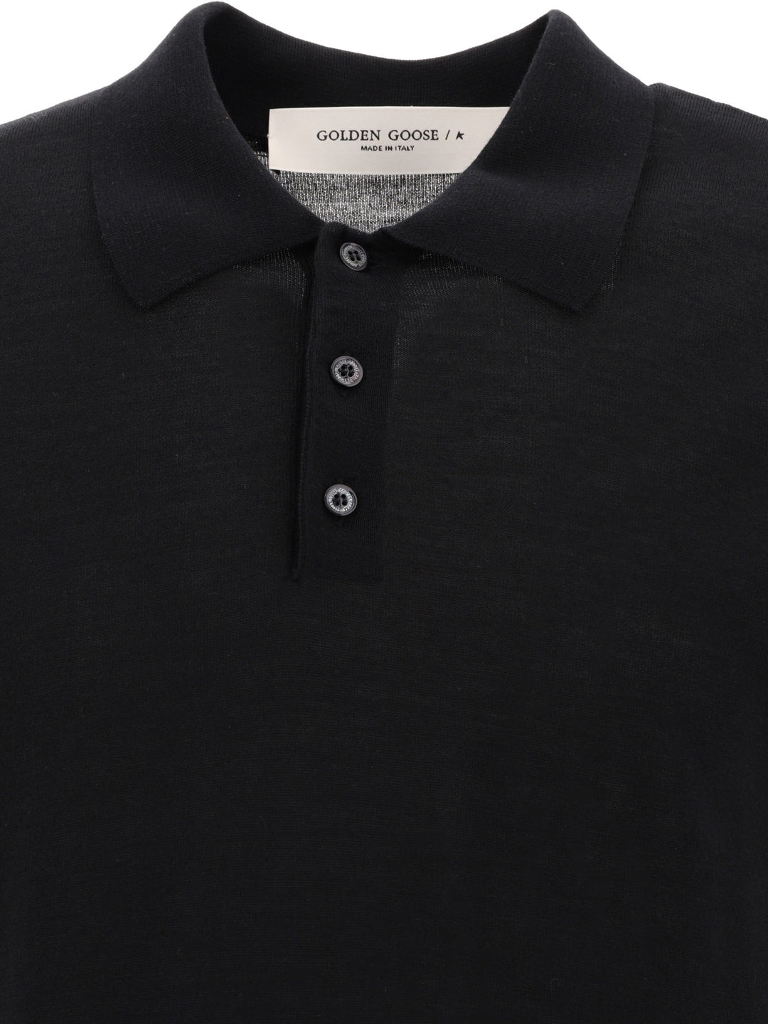 Golden Goose Merino Wool Button-Down Polo Shirt Polo shirts - Nero | 6647aedc47382b7cbdf417a5dd76f4300a8c1ba9