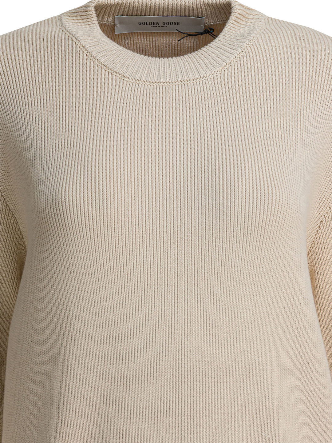Golden Goose Crewneck Sweater With Reverse Logo Knitwear - Beige | 0f2c8d2b0613b18818f936f9a3d1c15ab585cded
