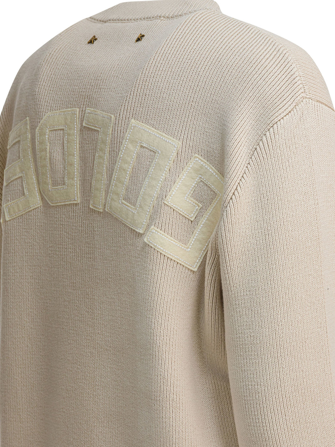 Golden Goose Crewneck Sweater With Reverse Logo Knitwear - Beige | 658550a94e7bc5b3da9a0ed7aa9b823a9dcd1cb8