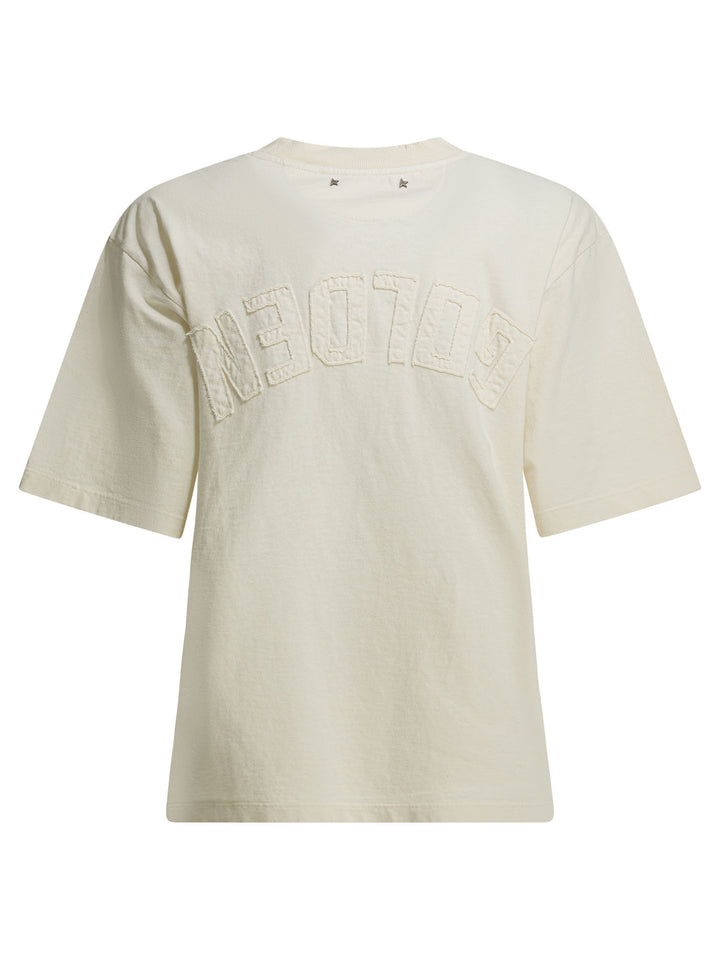 Golden Goose Crew Neck T-Shirt With Reverse Logo T-shirts - Bianco | 0a263d228eb8700fac6979e007364c5d1567a270