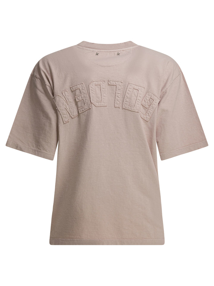 Golden Goose Crew Neck T-Shirt With Reverse Logo T-shirts - Rosa | ccdd2b65c577124c5548ee8251ebd9640f694ba1