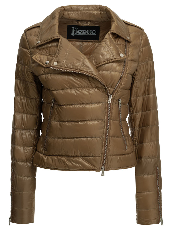Herno Ultra-Light Nylon Short Down Jacket Jackets and Coats - Marrone | 8621ff0597ebdf5ef70e88a7a6dc829786161a1a
