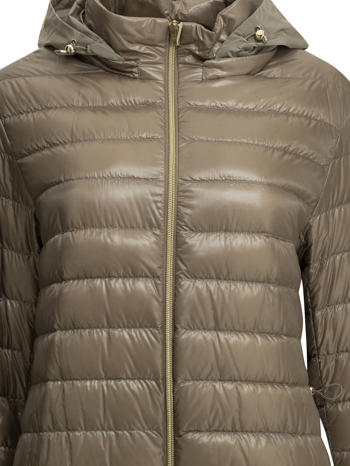 Herno Lange Daunenjacke Aus Ultraleichtem Nylon Beige