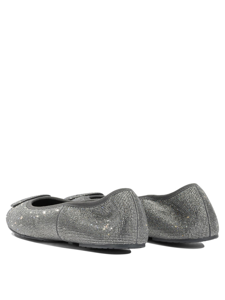 Tory Burch Reva Pavé Ballerinas Silver