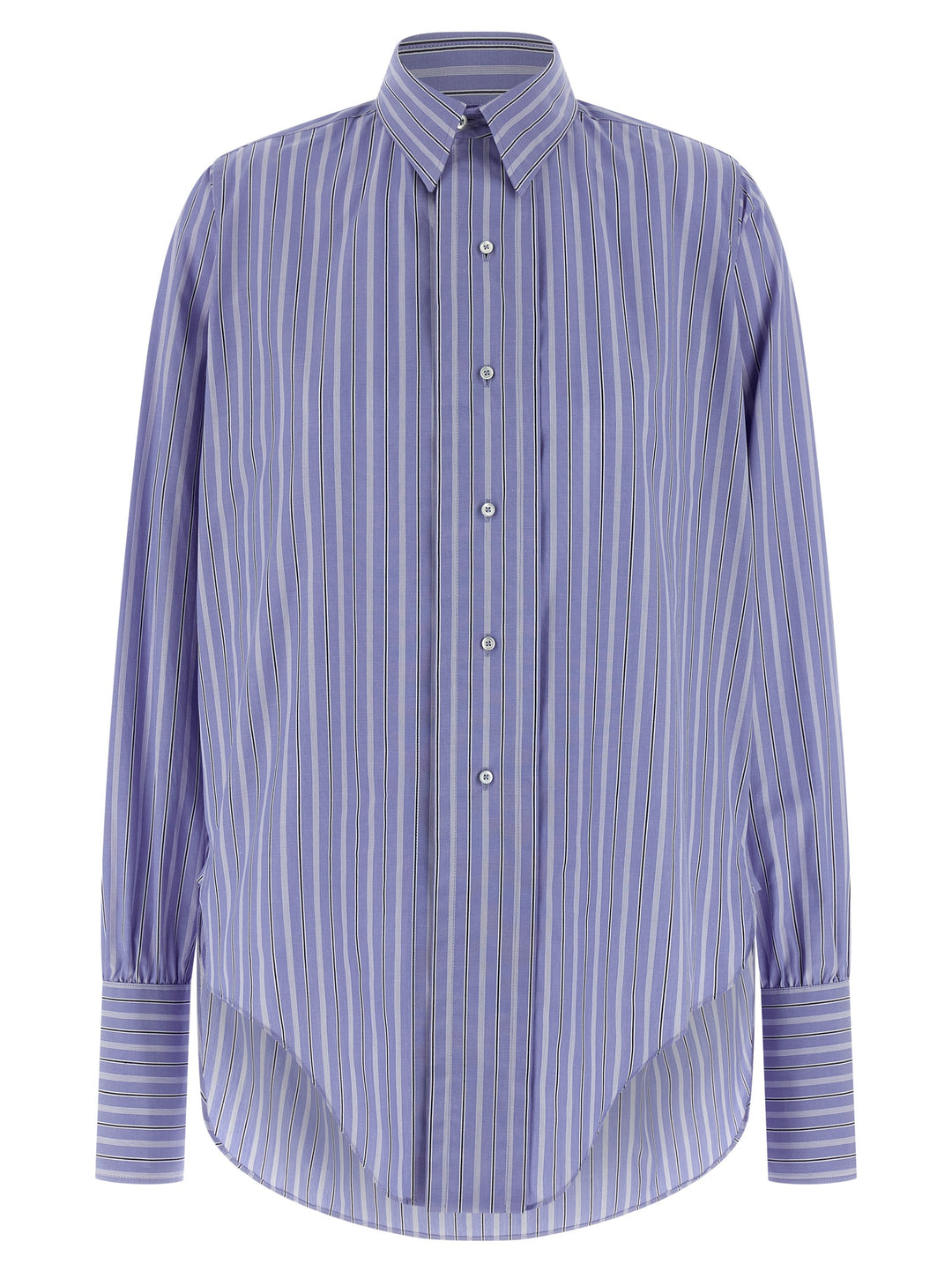 Maison Margiela Striped Cotton Shirt Camicie - Celeste | 098c31616ba63e191fc4b2db189e2724b63ecbdb