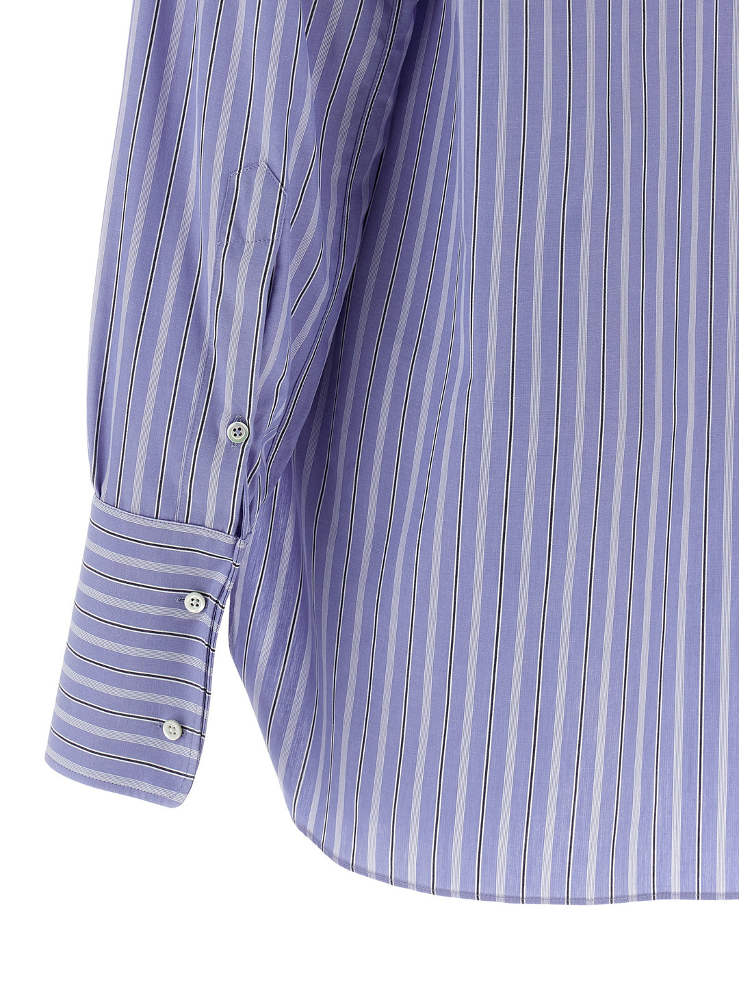 Maison Margiela Striped Cotton Shirt Camicie - Celeste | 14fe15b91e0d23f8a403d35d75a168b1a6b20026