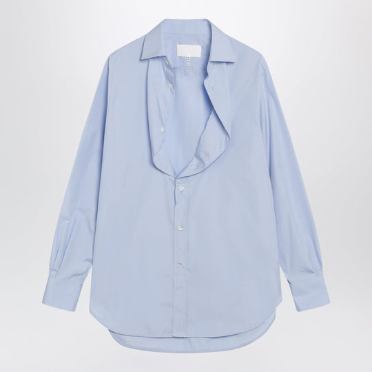 Light Blue Blouse With Folded Collar