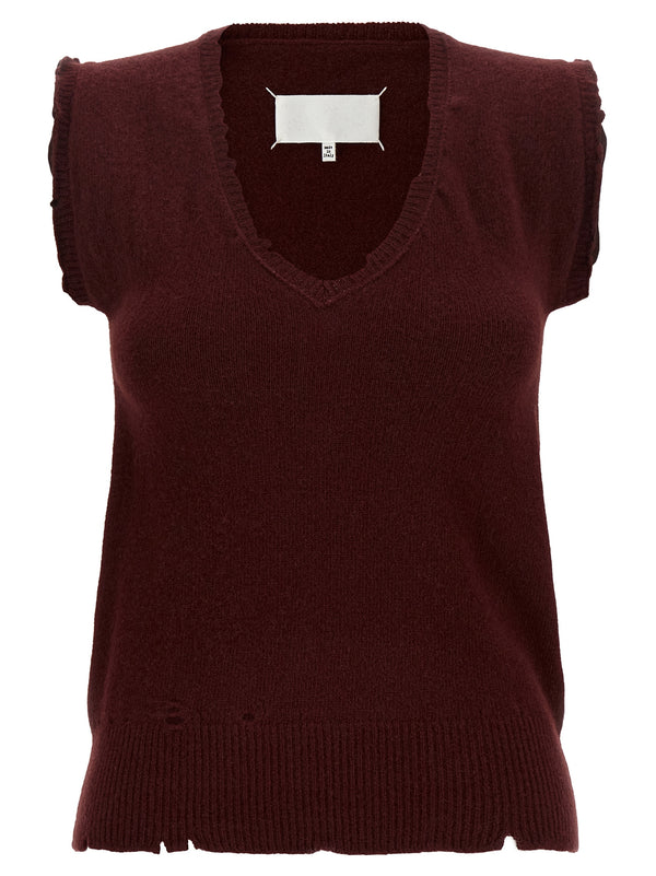 Distressed Vest Bordeaux
