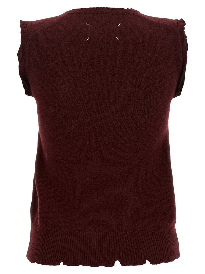 Maison Margiela Distressed Vest Gilet - Bordeaux | a6e9ec2cf03b55b8eafe73f98c6cf5f988086330
